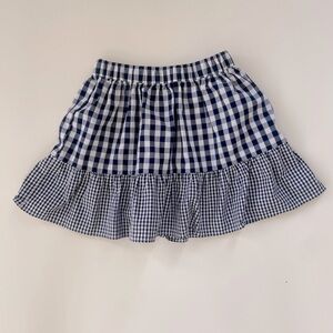 J.Crew Factory Little Girls Blue White Gingham Plaid Pull On Skirt Size 4-5
